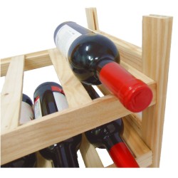 Botellero de Madera de Pino en Color Natural para 6 Botellas y con 2 Niveles de Altura.