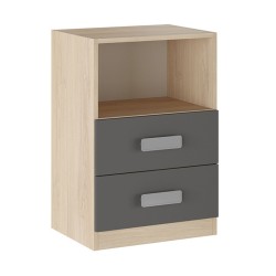 Mesita de noche - Dormitorio o Mesa Auxiliar Salón, Natural y Grafito Veteado, 47.5 x 73 x 39.6 Cm