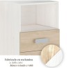 Mesita de noche - Dormitorio o Mesa Auxiliar Salón, Blanco y Natural Veteado, 47.5 x 73 x 39.6 Cm