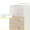 Mesita de noche - Dormitorio o Mesa Auxiliar Salón, Blanco y Natural Veteado, 47.5 x 73 x 39.6 Cm