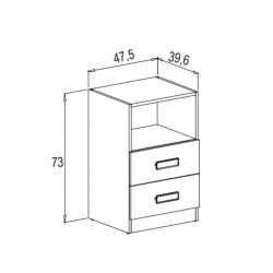 Mesita de noche - Dormitorio o Mesa Auxiliar Salón, Blanco y Natural Veteado, 47.5 x 73 x 39.6 Cm