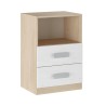 Mesita de noche - Dormitorio o Mesa Auxiliar Salón, Natural y Blanco Veteado, 47.5 x 73 x 39.6 cm