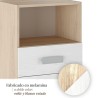 Mesita de noche - Dormitorio o Mesa Auxiliar Salón, Natural y Blanco Veteado, 47.5 x 73 x 39.6 cm