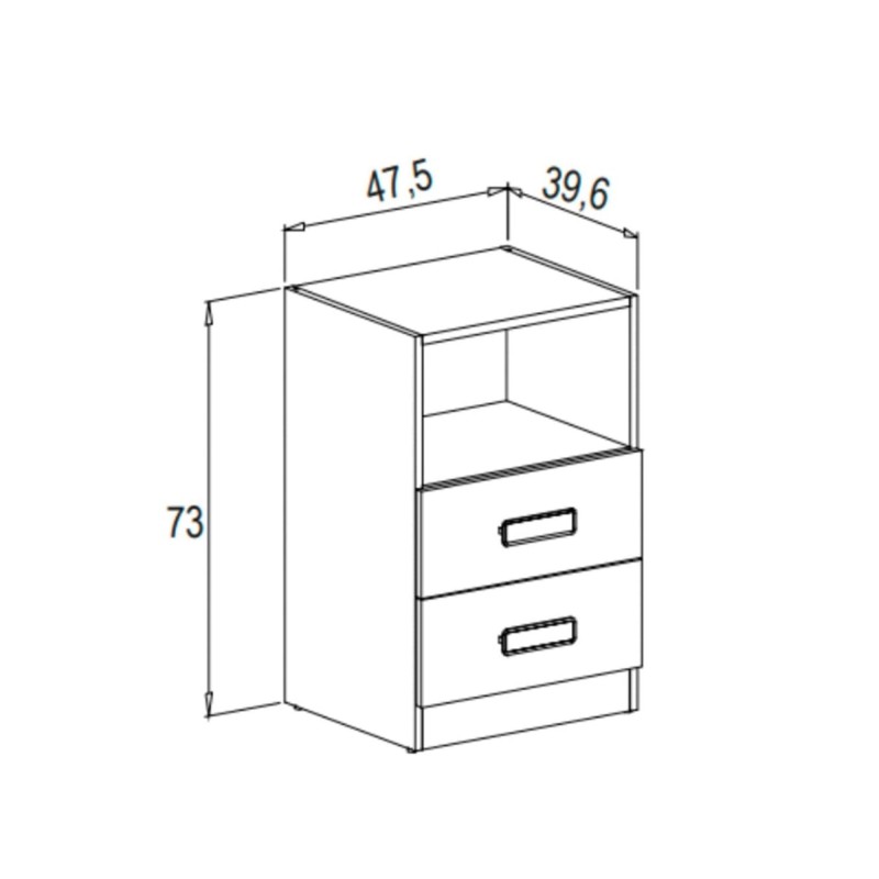 Mesita de noche - Dormitorio o Mesa Auxiliar Salón, Natural y Blanco Veteado, 47.5 x 73 x 39.6 cm