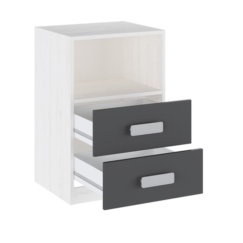 Mesita de noche - Dormitorio o Mesa Auxiliar Salón, Blanco y Negro Veteado, 47.5 x 73 x 39.6 Cm