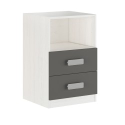 Mesita de noche - Dormitorio o Mesa Auxiliar Salón, Blanco y Negro Veteado, 47.5 x 73 x 39.6 Cm