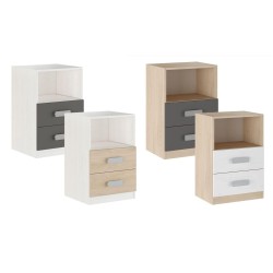 Mesita de noche - Dormitorio o Mesa Auxiliar Salón, Blanco y Negro Veteado, 47.5 x 73 x 39.6 Cm