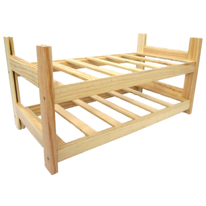 Botellero de Madera de Pino en Color Natural para 12 Botellas y con 2 Niveles de Altura