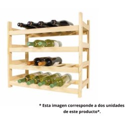 Botellero de Madera de Pino en Color Natural para 12 Botellas y con 2 Niveles de Altura