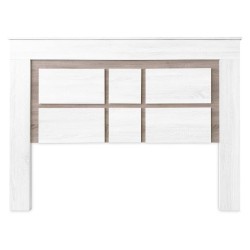 Cabezal para Cama de Matrimonio con patas, Color Pino y Gris, Medidas: 160 cm (Ancho) x 119,3 cm (Alto) x 3,8 cm (Fondo)