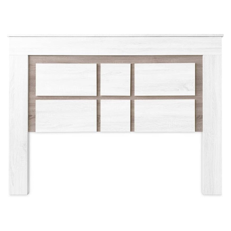 Cabezal para Cama de Matrimonio con patas, Color Pino y Gris, Medidas: 160 cm (Ancho) x 119,3 cm (Alto) x 3,8 cm (Fondo)