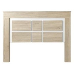 Cabezal para Cama de Matrimonio con patas, Color Cambria y Blanco, Medidas: 160 cm (Ancho) x 119,3 cm (Alto) x 3,8 cm (Fondo)