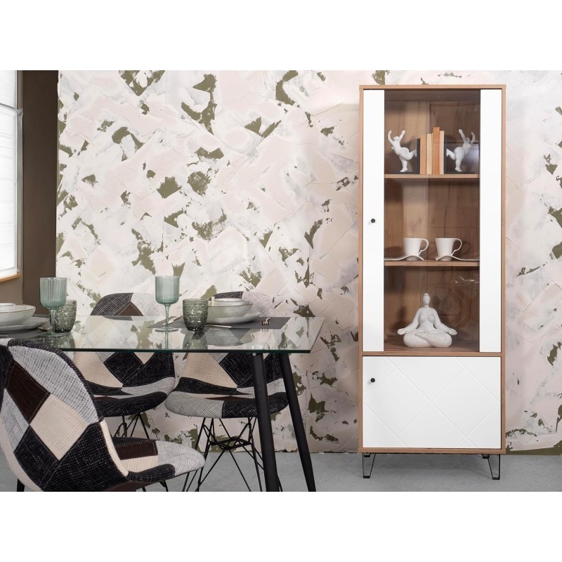 Vitrina Alta | 2 Puertas, Frentes en DM Lacado Blanco Mate | Medidas: 170,2 cm Alto x 40 cm Fondo x 68,4 cm Ancho