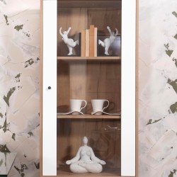 Vitrina Alta | 2 Puertas, Frentes en DM Lacado Blanco Mate | Medidas: 170,2 cm Alto x 40 cm Fondo x 68,4 cm Ancho