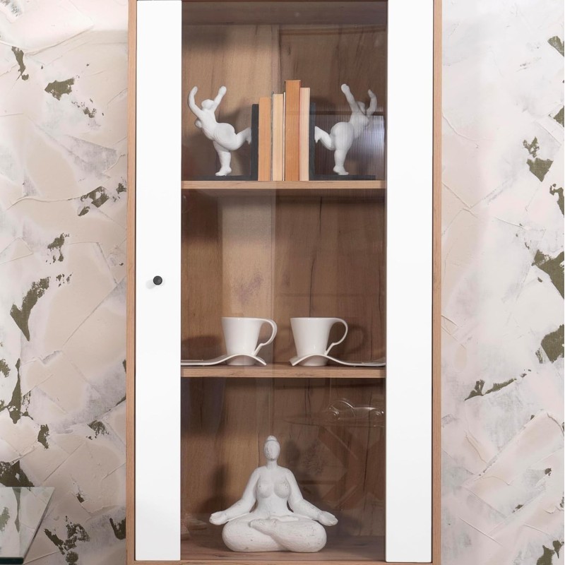 Vitrina Alta | 2 Puertas, Frentes en DM Lacado Blanco Mate | Medidas: 170,2 cm Alto x 40 cm Fondo x 68,4 cm Ancho