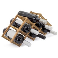 Botellero de Madera para 6 Botellas + Sacacorchos Profesional de Regalo, 46.30 X 24.00 X 15.00 cm