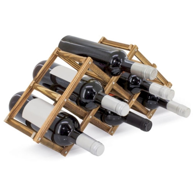 Botellero de Madera para 6 Botellas + Sacacorchos Profesional de Regalo, 46.30 X 24.00 X 15.00 cm