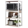 Estantería de Cocina Alta con Marco de Metal Blanco, Estante para microondas 50x30x100 Cm Color Natural y Blanco
