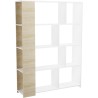 Estantería Decorativa, Librería, Acabado en Roble y Blanco, Medidas: 176 cm (Al) x 129 cm (Anc) x 28 cm (Fon)