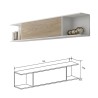 Mueble de TV de Diseño Nórdico + Modulo Alto,2 Estantes y 2 Puertas,Cambrian-Blanco, 49cm(Al) x 180cm (An) x 40cm (Fon)