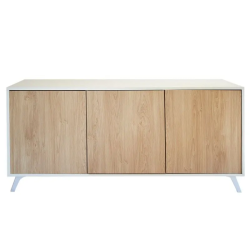 Meyvaser Aparador, Buffet, Salón Comedor 3 Puertas, Armario Auxiliar Color Blanco y Roble, Medidas: 138 cm x 70 x 39,5
