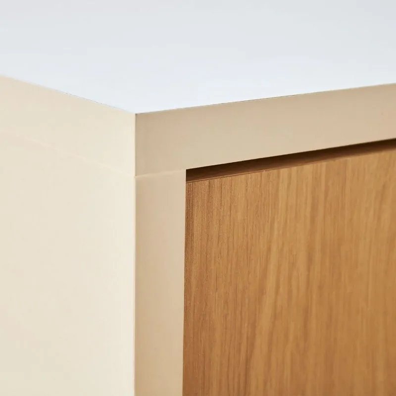 Meyvaser Aparador, Buffet, Salón Comedor 3 Puertas, Armario Auxiliar Color Blanco y Roble, Medidas: 138 cm x 70 x 39,5