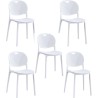 Pack 5 Sillas Cocina Color Blanco de plastico Polipropileno, Silla de Comedor Medidas: 40 cm (Anc) x 55 cm (Lar) x 80 cm (Al)