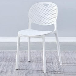Pack 5 Sillas Cocina Color Blanco de plastico Polipropileno, Silla de Comedor Medidas: 40 cm (Anc) x 55 cm (Lar) x 80 cm (Al)