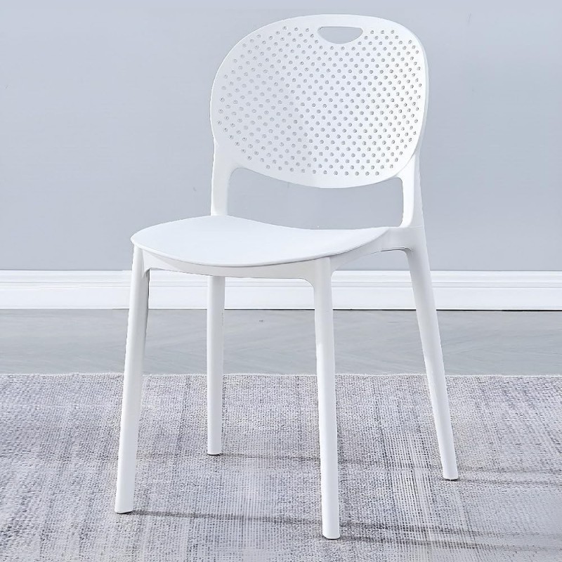 Pack 5 Sillas Cocina Color Blanco de plastico Polipropileno, Silla de Comedor Medidas: 40 cm (Anc) x 55 cm (Lar) x 80 cm (Al)