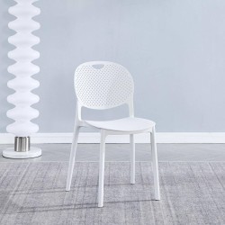 Pack 5 Sillas Cocina Color Blanco de plastico Polipropileno, Silla de Comedor Medidas: 40 cm (Anc) x 55 cm (Lar) x 80 cm (Al)