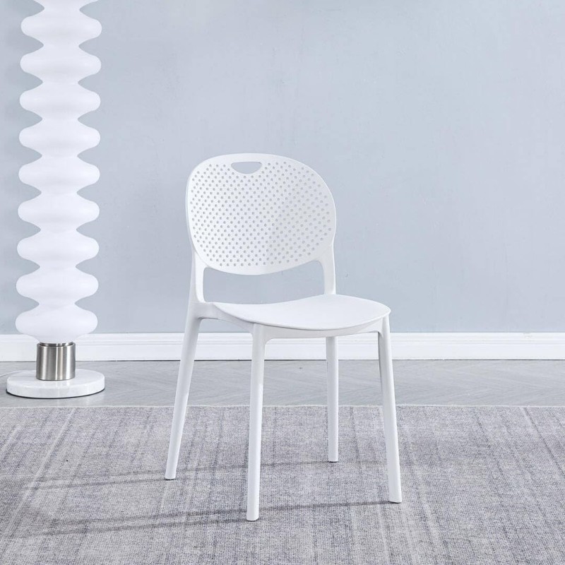 Pack 5 Sillas Cocina Color Blanco de plastico Polipropileno, Silla de Comedor Medidas: 40 cm (Anc) x 55 cm (Lar) x 80 cm (Al)