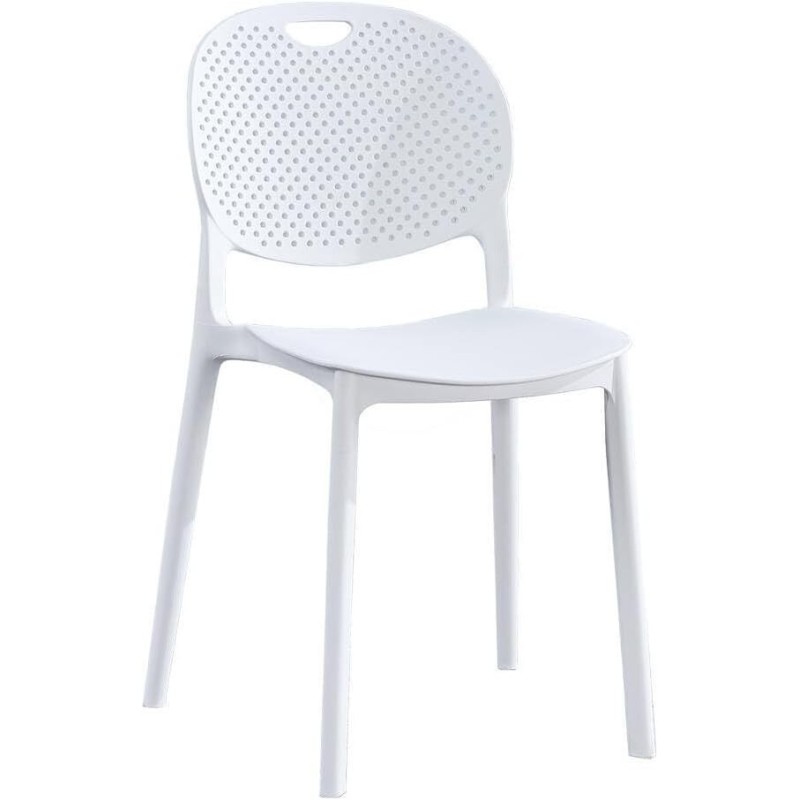 Pack 5 Sillas Cocina Color Blanco de plastico Polipropileno, Silla de Comedor Medidas: 40 cm (Anc) x 55 cm (Lar) x 80 cm (Al)