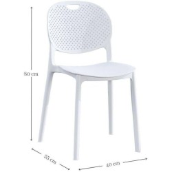 Pack 5 Sillas Cocina Color Blanco de plastico Polipropileno, Silla de Comedor Medidas: 40 cm (Anc) x 55 cm (Lar) x 80 cm (Al)