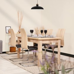 Pack 4 sillas de Comedor, Acabado en símil Piel Color Negro y Madera, Medidas: 44 cm (An) x 57 cm (Lar) x 97 cm (Al)