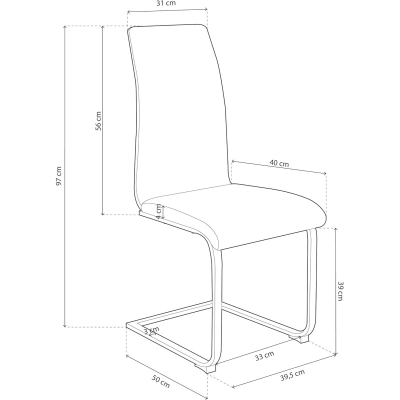 Pack 4 sillas de Comedor, Acabado en símil Piel Color Negro y Madera, Medidas: 44 cm (An) x 57 cm (Lar) x 97 cm (Al)