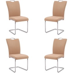 Pack de 4 Sillas Elegantes en Tejido Beige – Sillas para Comedor y Salón, Dimensiones: 44 x 61 x 98 cm.