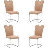 Pack de 4 Sillas Elegantes en Tejido Beige – Sillas para Comedor y Salón, Dimensiones: 44 x 61 x 98 cm.