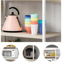 Estanteria de suelo Leena metalica en color blanco-natural 80x30x142cm