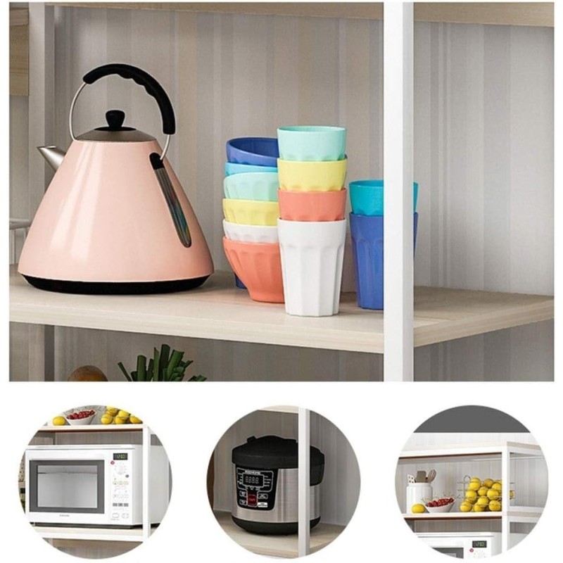 Estanteria de suelo Leena metalica en color blanco-natural 80x30x142cm