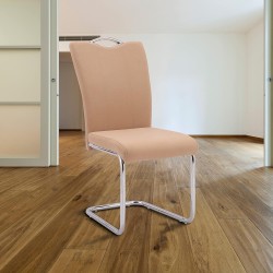 Pack de 4 Sillas Elegantes en Tejido Beige – Sillas para Comedor y Salón, Dimensiones: 44 x 61 x 98 cm.