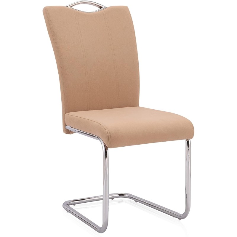 Pack de 4 Sillas Elegantes en Tejido Beige – Sillas para Comedor y Salón, Dimensiones: 44 x 61 x 98 cm.