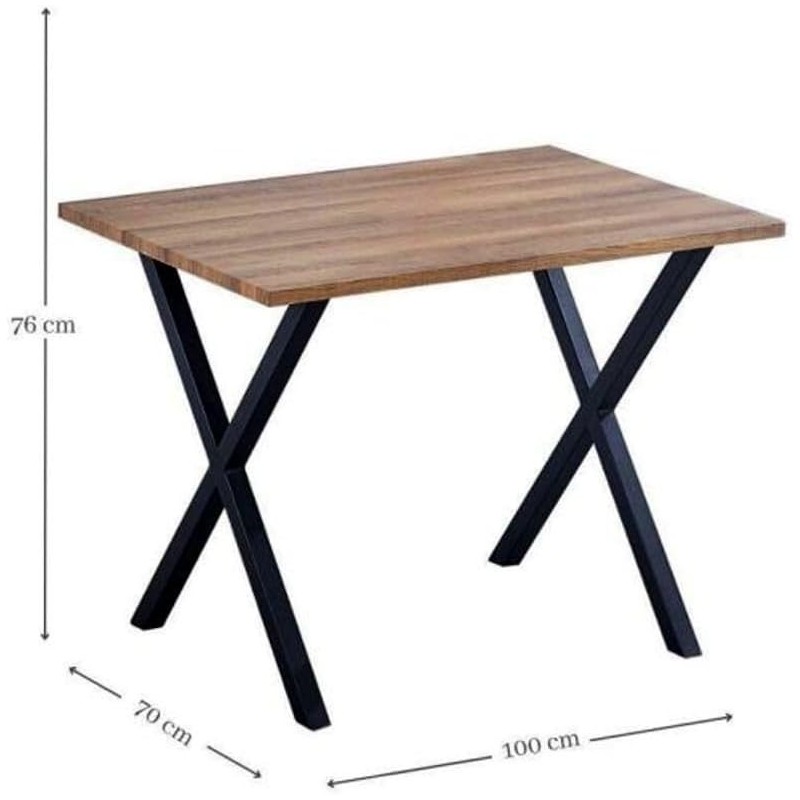 Conjunto Mesa y Sillas Comedor/Cocina: Mesa madera y Patas Metálicas En Negro (76x100x70 Cm) + 5 Sillas (80x40x55 Cm)