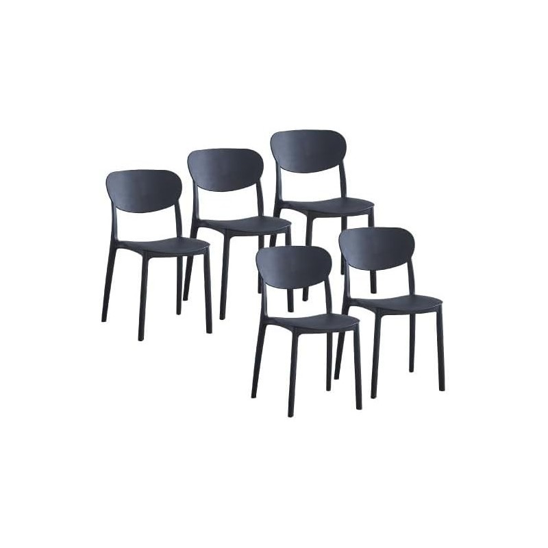 Conjunto Mesa y Sillas Comedor/Cocina: Mesa madera y Patas Metálicas En Negro (76x100x70 Cm) + 5 Sillas (80x40x55 Cm)