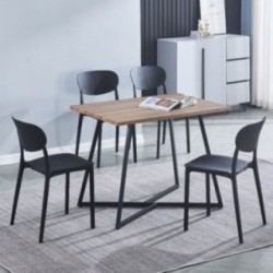 Conjunto Mesa y Sillas Comedor/Cocina: Mesa madera y Patas Metálicas En Negro (76x100x70 Cm) + 5 Sillas (80x40x55 Cm)