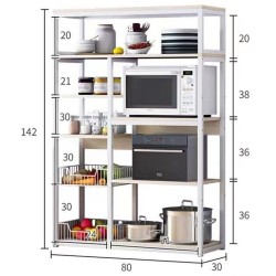 Estanteria de suelo Leena metalica en color blanco-natural 80x30x142cm