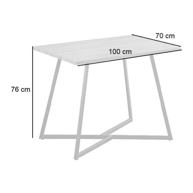 Conjunto Mesa y Sillas Comedor/Cocina: Mesa madera y Patas Metálicas En Negro (76x100x70 Cm) + 5 Sillas (80x40x55 Cm)