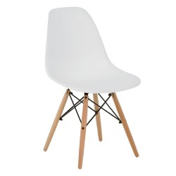 Pack 4 Sillas de Comedor, Sillas Cocinas, Acabado en Blanco y Madera, Medidas: 45 cm (Ancho) x 53 cm (Largo) x 83 cm (Alto)