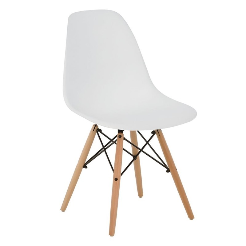 Pack 4 Sillas de Comedor, Sillas Cocinas, Acabado en Blanco y Madera, Medidas: 45 cm (Ancho) x 53 cm (Largo) x 83 cm (Alto)