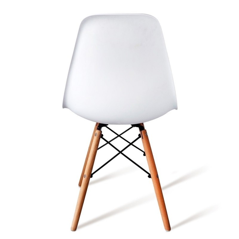 Pack 4 Sillas de Comedor, Sillas Cocinas, Acabado en Blanco y Madera, Medidas: 45 cm (Ancho) x 53 cm (Largo) x 83 cm (Alto)