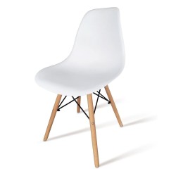 Pack 4 Sillas de Comedor, Sillas Cocinas, Acabado en Blanco y Madera, Medidas: 45 cm (Ancho) x 53 cm (Largo) x 83 cm (Alto)